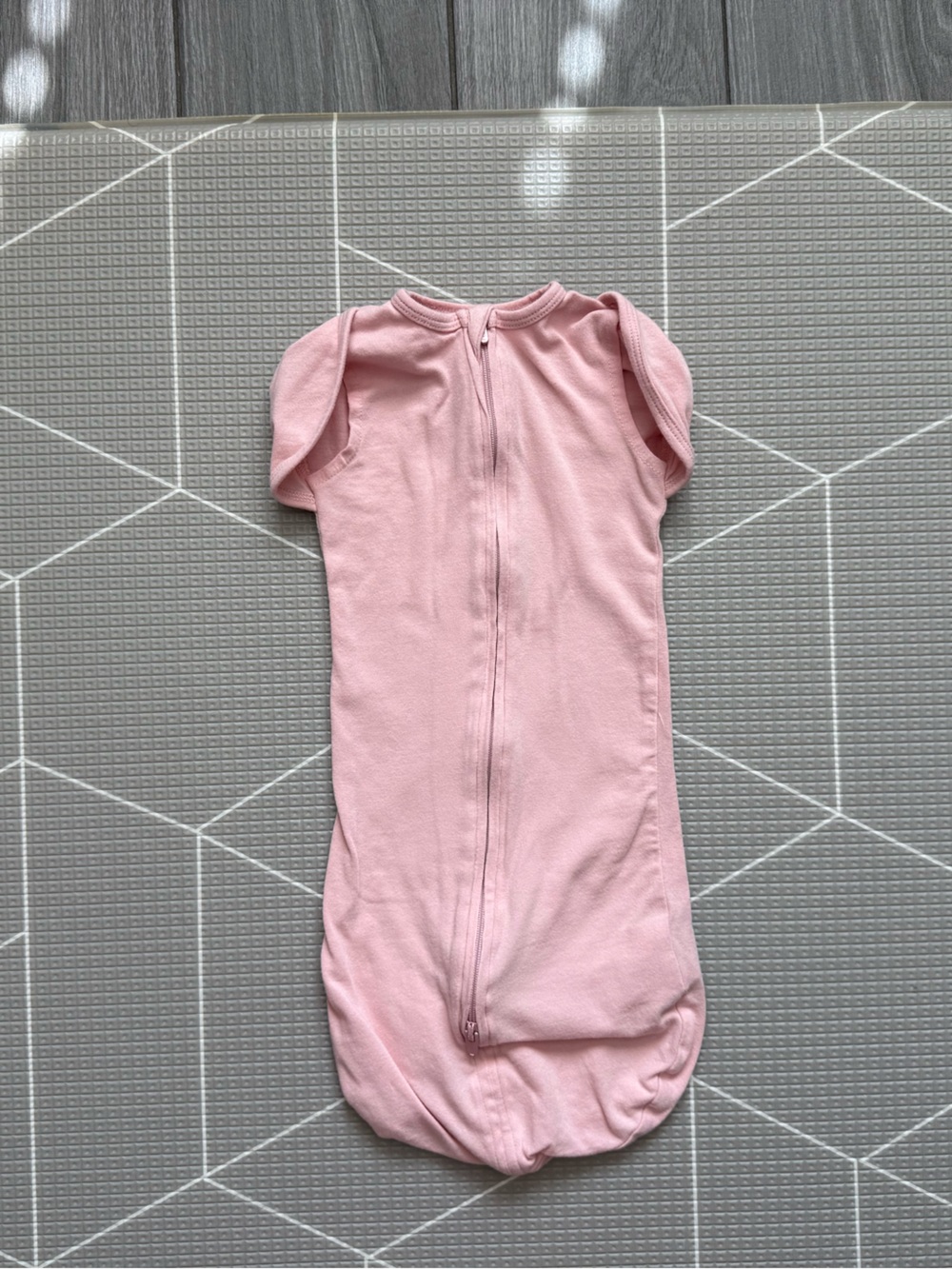 aden + ana|Light Pink Cotton Full zip Sleep Sack for baby girl,short sleeve•0-3